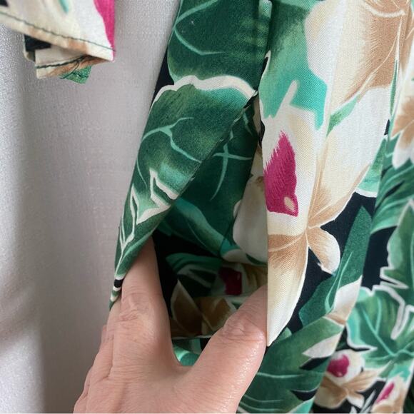 Hilo Hattie Vintage Green Tropical Print Ruffle Maxi Dress Sz.M - Picture 6 of 11